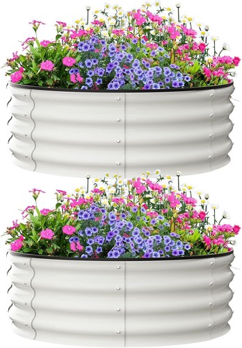 Round raised garden bed - garden,